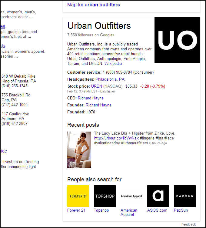 Urban outfitters search