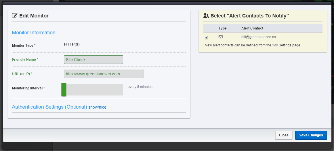 Editeur pour Uptime Robot