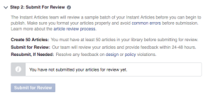 Submit Facebook Instant for review