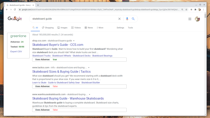 page de résultats de recherche
