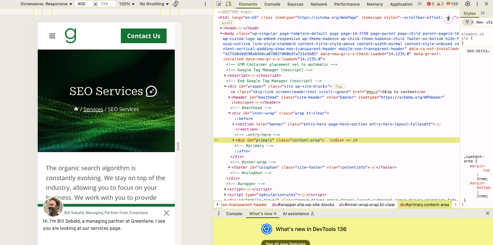 example of hardcoded schema on Greenlane Marketing site